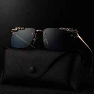 Gilded Panther | Luxury Rimless Black Sunglasses
