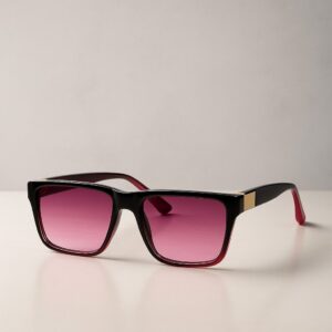 Ruby Noir Square Sunglasses | Black & Magenta Designer Frames